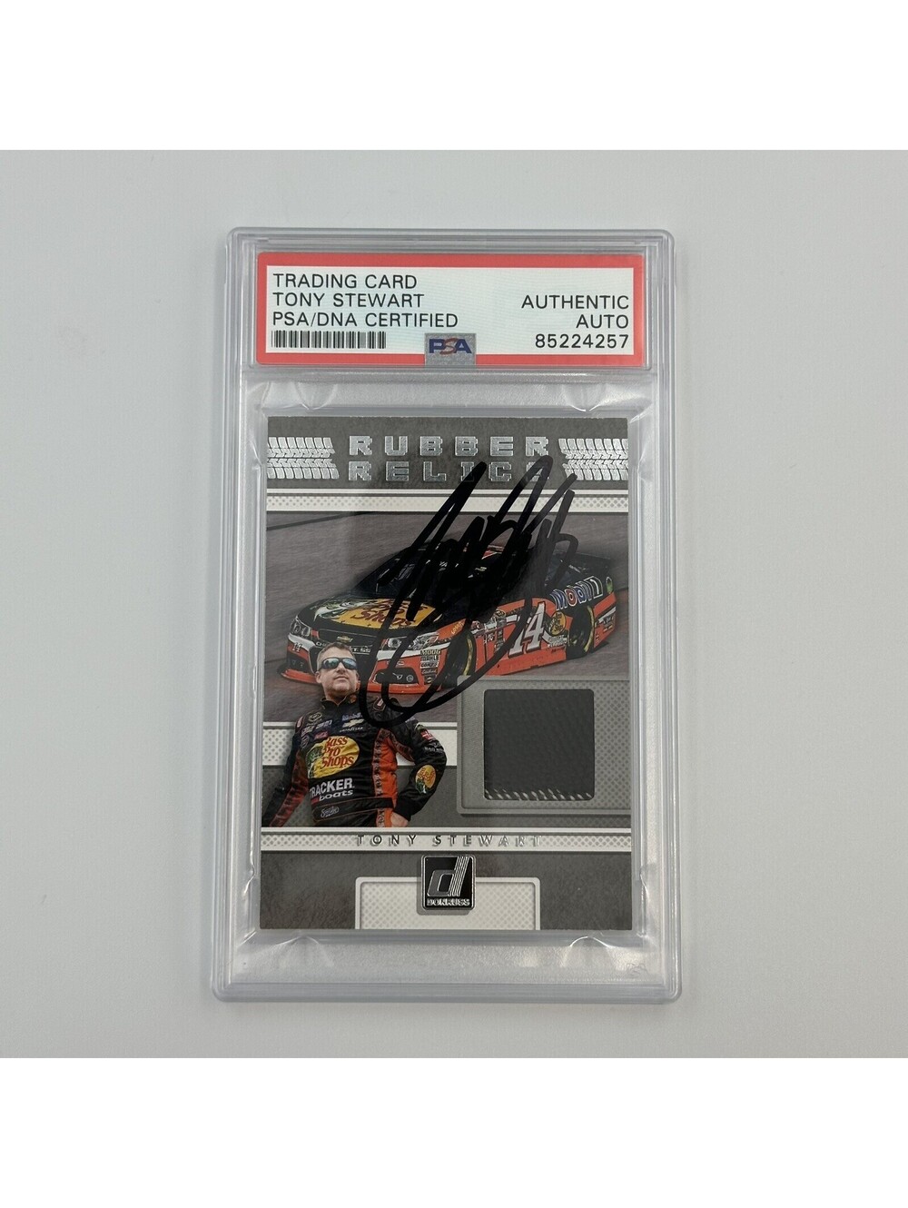 Tony Stewart Signed 2018 Donruss Rubber Relics Card w/ Race-Used Tire PSA/DNA